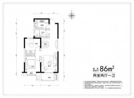2室2厅1卫户型图