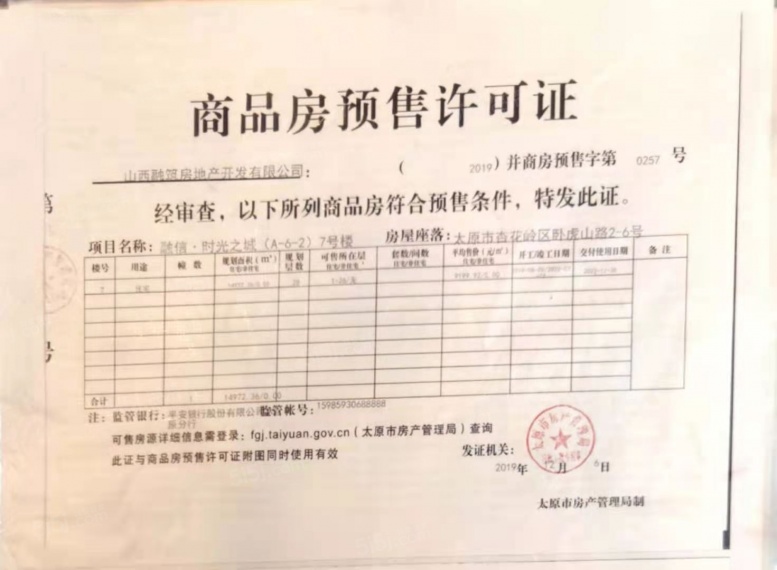 亿丰时代广场预售许可证