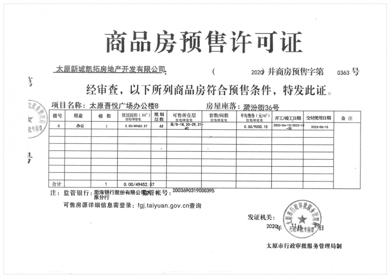 太茂风情商业街预售许可证