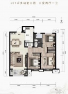 高尚领域行政公馆3室2厅1卫