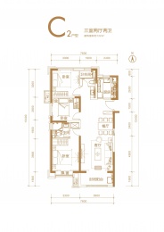 3室2厅2卫户型图