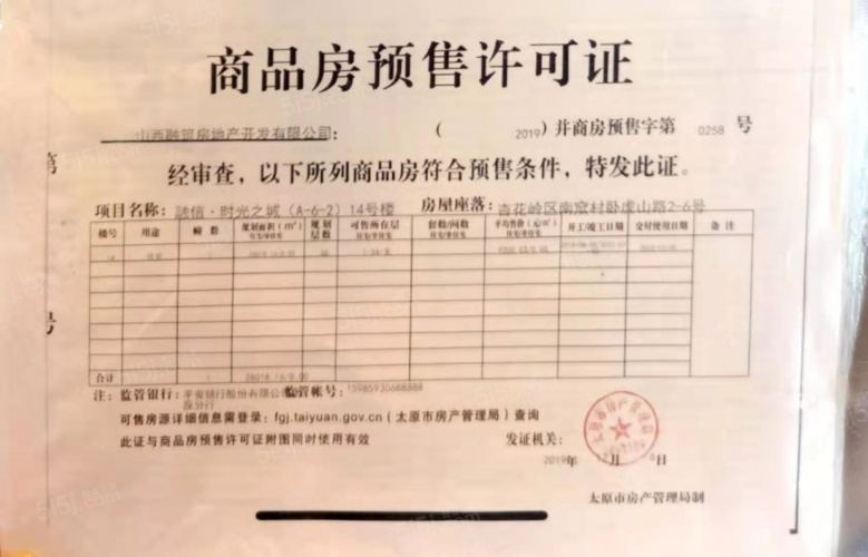 亿丰时代广场预售许可证