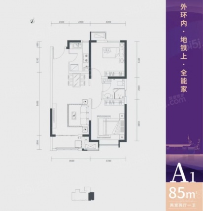 2室1厅1卫户型详情