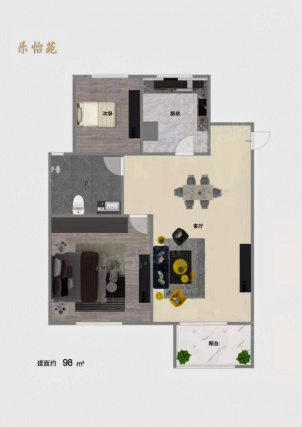 2室2厅1卫户型详情