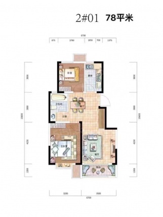 2室2厅1卫户型详情