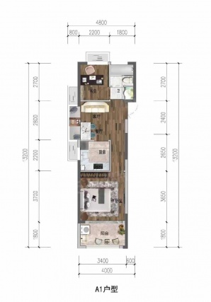 2室2厅1卫户型详情