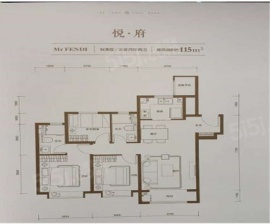 3室2厅2卫户型图