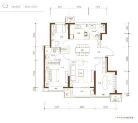 3室2厅2卫户型详情