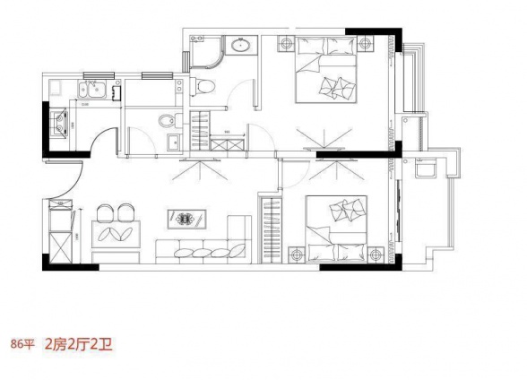 2室2厅2卫户型详情