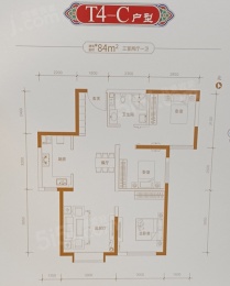 3室2厅1卫户型图