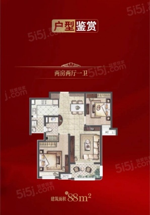 2室2厅1卫户型详情