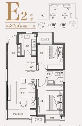 2室2厅1卫户型详情