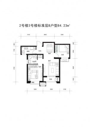 2室2厅1卫户型详情