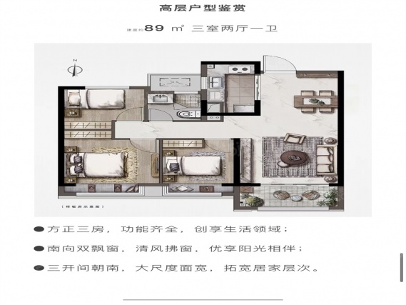 3室2厅1卫户型详情