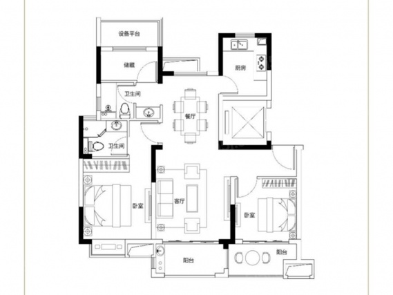 3室2厅2卫户型详情
