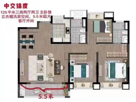 3室2厅2卫户型详情