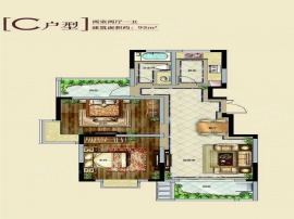 3室2厅1卫户型图