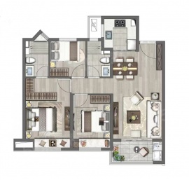 3室2厅2卫户型图