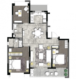 3室2厅2卫户型图