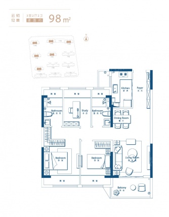3室2厅2卫户型详情