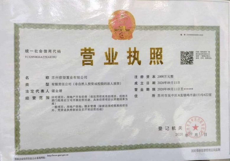 大境公园时代开发商营业执照