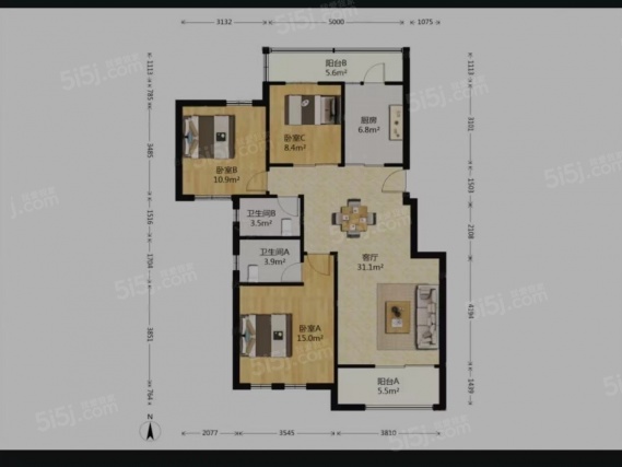 3室2厅2卫户型详情