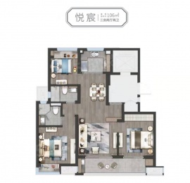 3室2厅2卫户型图