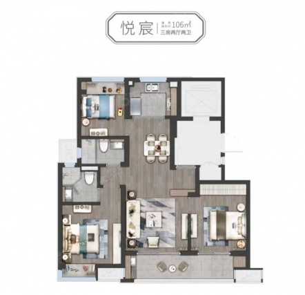 3室2厅2卫户型详情