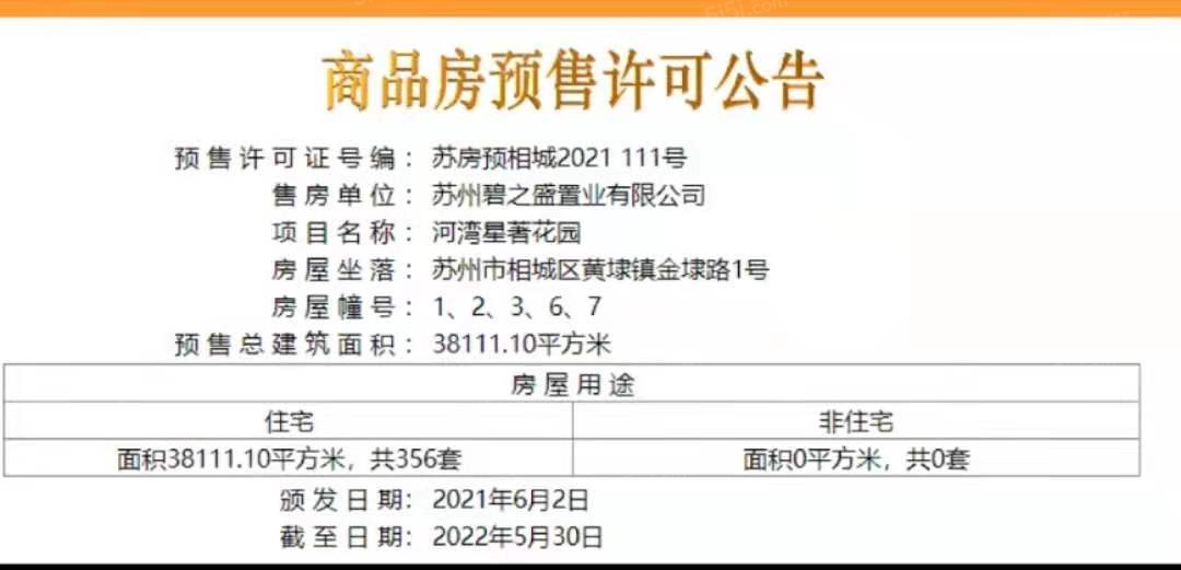 碧桂园河湾星著预售许可证