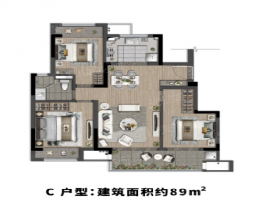 3室2厅1卫户型详情