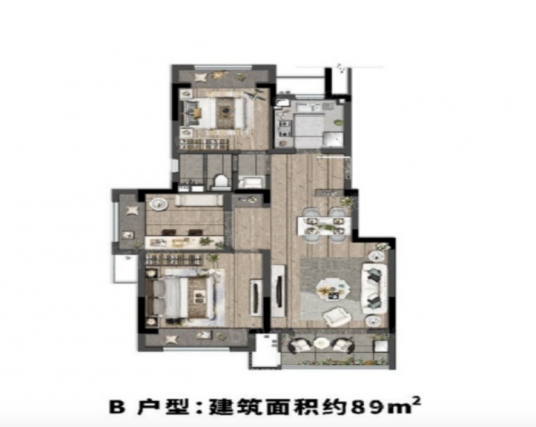 3室2厅1卫户型详情