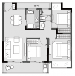 3室2厅1卫户型图