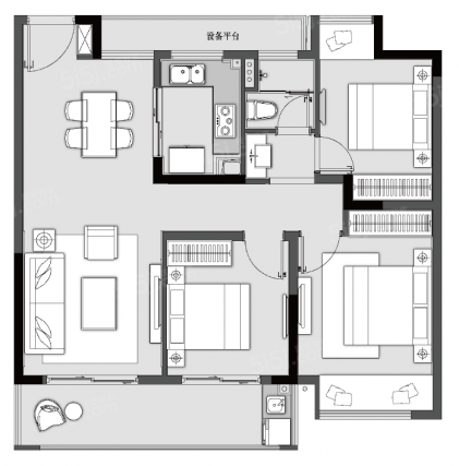 3室2厅1卫户型详情