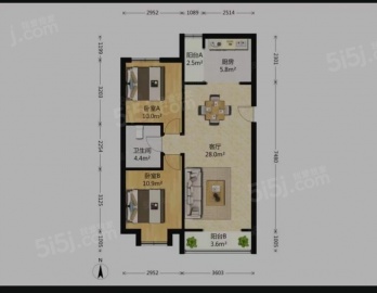 上海城新天地家园2室2厅1卫