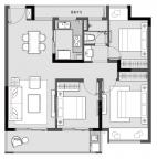 3室2厅1卫户型图