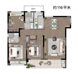 3室2厅2卫户型图