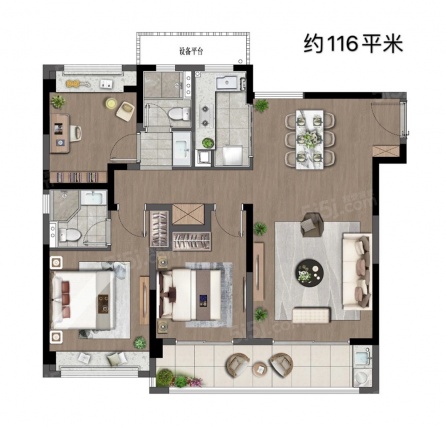 3室2厅2卫户型详情