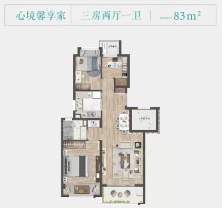 3室2厅1卫户型详情