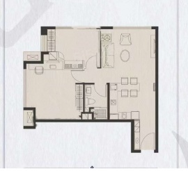 2室1厅1卫户型图