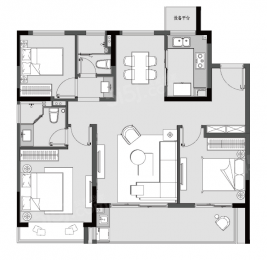 3室2厅2卫户型图