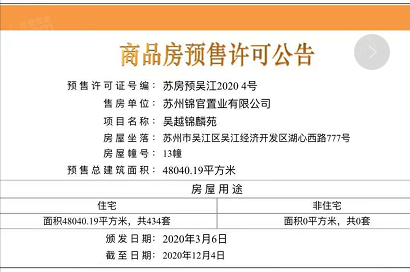 新希望锦麟府预售许可证