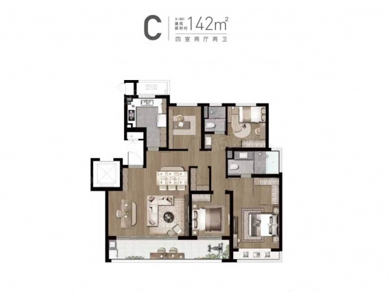 4室2厅2卫户型详情