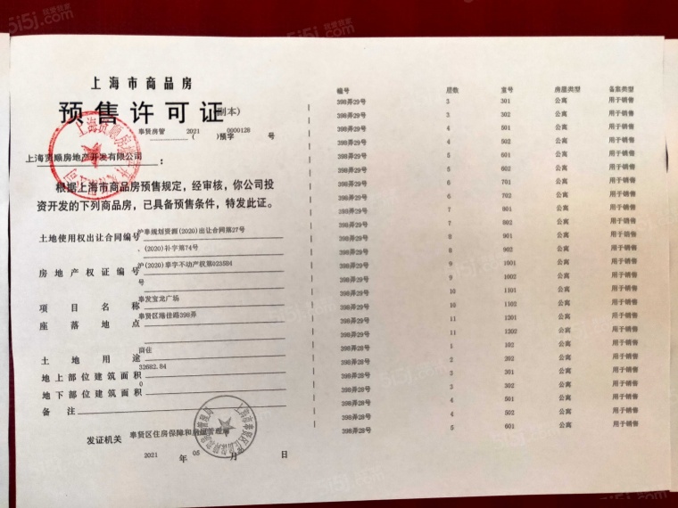 奉发宝龙广场预售许可证