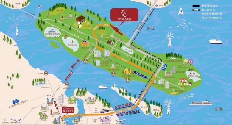 崇明岛大爱城区位图