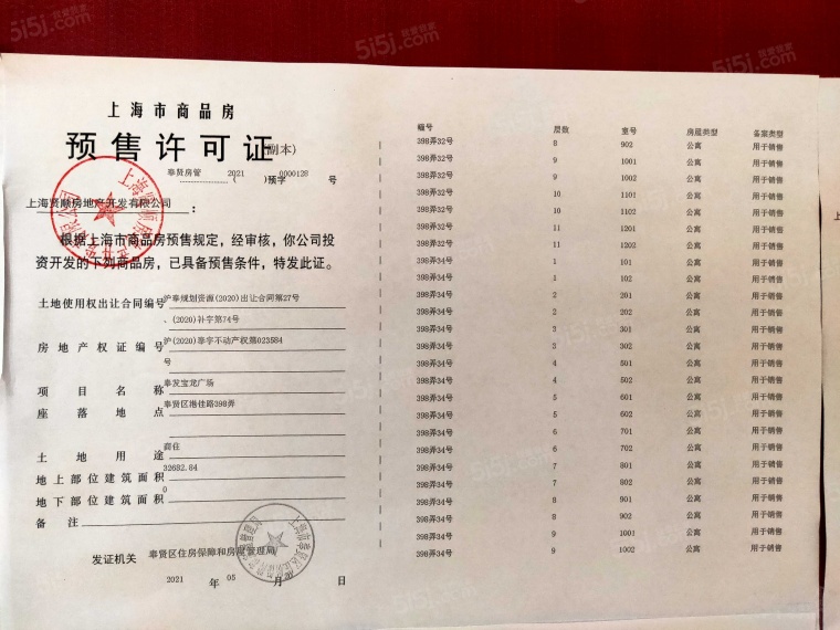 奉发宝龙广场预售许可证