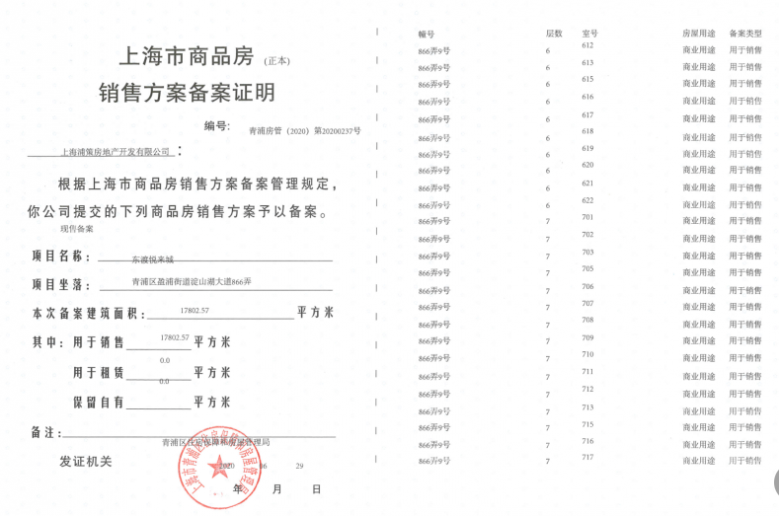 东渡悦来城预售许可证