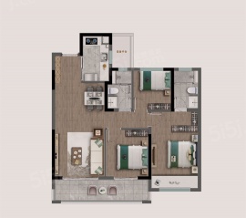 3室2厅2卫户型图