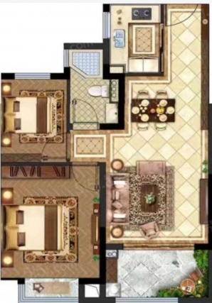 2室2厅1卫户型详情