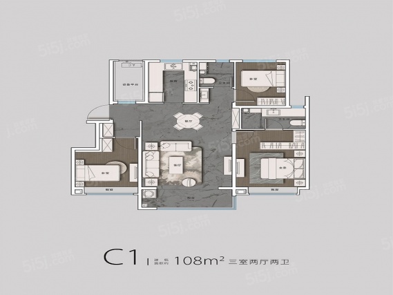 3室2厅2卫户型详情
