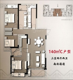 3室2厅2卫户型图